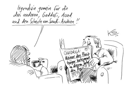 Cartoon: Preis (medium) by Stuttmann tagged preis,saudi,arabien,assad,preis,saudi arabien,assad,gaddafi,saudi,arabien