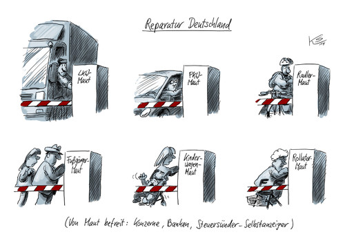 Cartoon: Reparatur (medium) by Stuttmann tagged maut