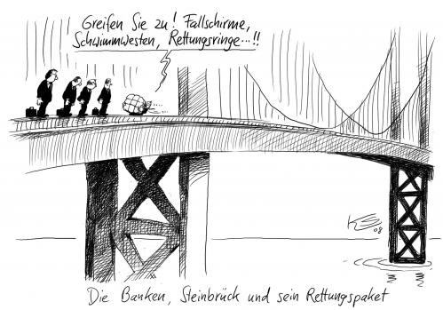 Cartoon: Rettungspaket (medium) by Stuttmann tagged finanzkrise,banken,rettungspaket,rezession,wirtschaftskrise,steinbrück,milliardenkredit,krise,konjunkturprognose,prognose,wachstum,steuerzahler,geldanleger,aktien,anlagen,finanzkrise,krise,finanzen,geld,wirtschaftskrise,wirtschaft,bank,banken,pleite,bankrott,hilfspaket,rettungspaket,rezession,peer steinbrück,milliardenkredit,kredit,konjunkturprognose,konjunktur,prognose,wachstum,steuerzahler,steuer,geldanleger,aktien,aktie,peer,steinbrück