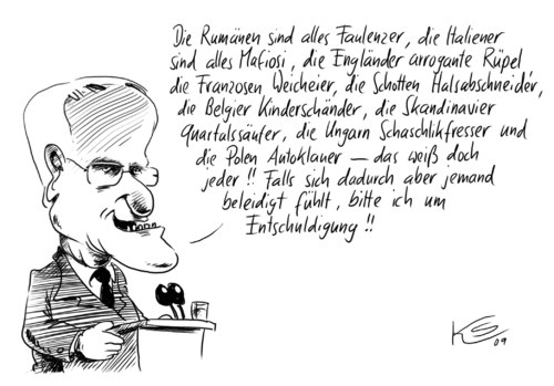 Cartoon: Rüttgers (medium) by Stuttmann tagged rüttgers,vorurteile,jürgen rüttgers,cdu,vorurteile,beleidigung,jürgen,rüttgers