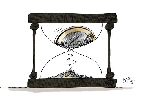 Cartoon: Sanduhr (medium) by Stuttmann tagged euro