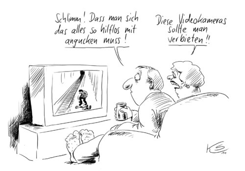 Cartoon: Schlimm (medium) by Stuttmann tagged schlimm,videoüberwachung,video,überwachung,gewalt,schlimm,videoüberwachung,video,überwachung,gewalt