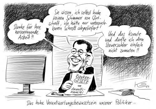Cartoon: Verantwortung (medium) by Stuttmann tagged guttenberg,bankengesetz,anwaltskanzlei,steuergelder,guttenberg,bankengesetz,steuergelder,anwaltskanzlei,anwalt,steuer,steuern,banken,bank,finanzen,veratnwortung,wirtschaft