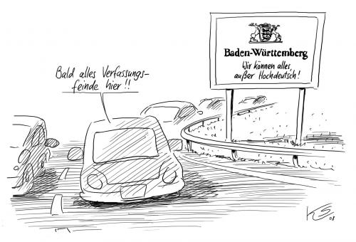 Cartoon: Verfassungsfeinde (medium) by Stuttmann tagged baden,württemberg,deutsch,hochdeutsch,artikel,grundgesetz,zuwanderung,baden württemberg,deutschland,deutsch,hochdeutsch,artikel,grundgesetz,zuwanderung,gesetz,sprache,verfassung,feinde,feind,einwanderung,baden,württemberg,bundesland