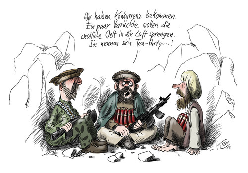 Cartoon: Verrückte (medium) by Stuttmann tagged tea,party,usa,shutdown,taliban