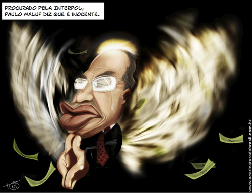 Cartoon: Interpol Wanted - Paulo Maluf (medium) by Toni DAgostinho tagged charge,brazil,politics,maluf,toni,dagostinho
