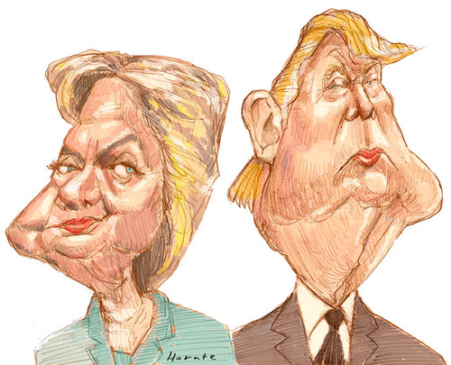 Cartoon: Clinton and Trump (medium) by horate tagged usa