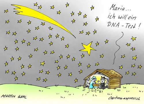 Cartoon: weihnacht josef maria jesus dna (medium) by martin guhl tagged weihnacht,josef,maria,jesus,dna,test,vater,beweis,betlehem