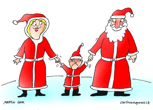 Cartoon: weihnacht mann frau kind ehe zwa (medium) by martin guhl tagged weihnacht,mann,frau,kind,ehe,zwang,erziehung