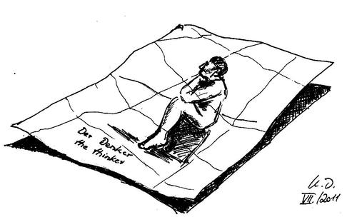 Cartoon: der verhinderte Denker... (medium) by tobelix tagged tobelix,avoided,verhindert,sculpture,skulptur,thinker,the,denker,der,rodin,auguste