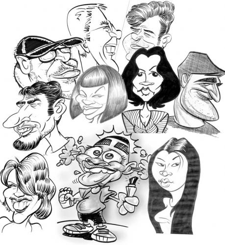 Cartoon: so  many faces so little time (medium) by subwaysurfer tagged caricature,people,group,cartoon,drawing,pen,and,ink,so
