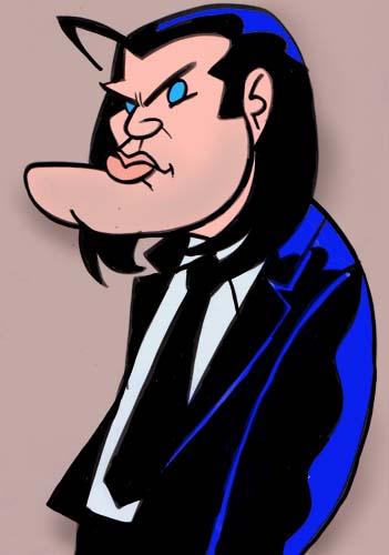 Cartoon: Vincent From Pulp Fiction (medium) by subwaysurfer tagged pulp,fiction,cartoon,caricature,john,travolta,vincent,subwaysurfer