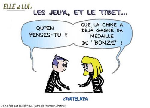 Cartoon: LES JEUX et (medium) by chatelain tagged humour,tibet,jeux,patarsort,