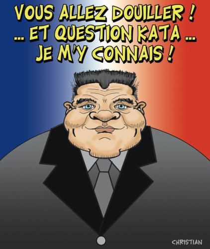 Cartoon: David Douillet sur le tatami ! (medium) by CHRISTIAN tagged david,douillet,ump,gilbert,montagne