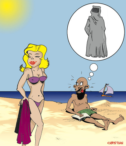 Cartoon: FANTASMES ...! (medium) by CHRISTIAN tagged burka