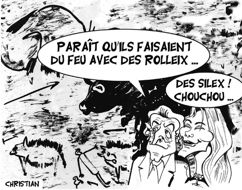 Cartoon: sarko a lascaux ... (medium) by CHRISTIAN tagged grotte,visite,president,sarko,lascaux