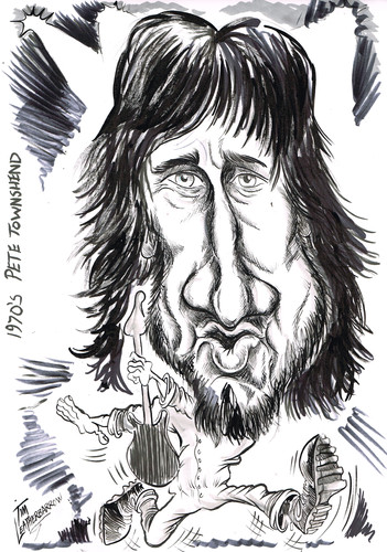 Cartoon: PETE TOWNSHEND-1970s (medium) by Tim Leatherbarrow tagged pete,townshend,who