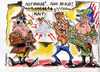 Cartoon: INVADE or send IN AID (small) by Tim Leatherbarrow tagged haiti disaster eartquake aid invade barrack obama us