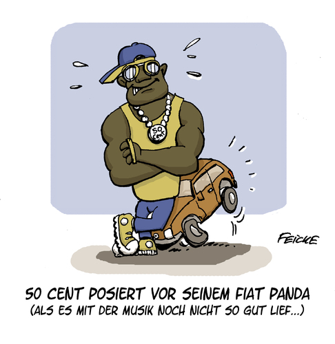 Cartoon: 50 Cents erstes Auto (medium) by FEICKE tagged rap,auto,posing,50,cent,musik,amerika,rapper,hip,hop,angeber,limousine,fiat,panda,kleinwagen,rap,auto,posing,50,cent,musik,amerika,rapper,hip,hop,angeber,limousine,fiat,panda,kleinwagen