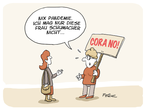 Cartoon: Carono (medium) by FEICKE tagged corona,caro,schumacher,protest,doof,feicke,corona,caro,schumacher,protest,doof,feicke