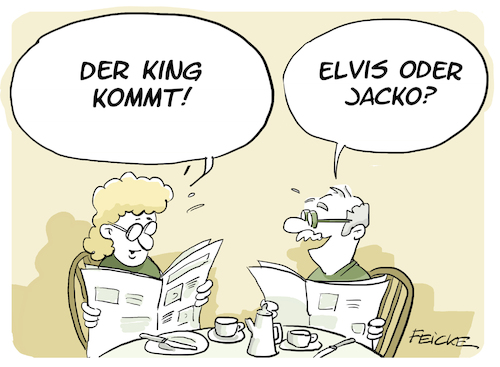 Cartoon: Der King kommt (medium) by FEICKE tagged king,könig,charles,windsor,queen,elvis,rock,roll,jacko,michael,jackson,of,pop,king,könig,charles,windsor,queen,elvis,rock,roll,jacko,michael,jackson,of,pop