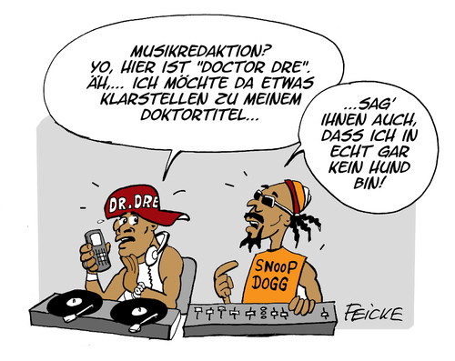 Cartoon: Doktor Dre (medium) by FEICKE tagged dr,dre,doctor,gfunk,snoop,dogg,doggy,gangster,rap,titel,doktortitel,annete,schavan,plagiat,vorwurf,guttenberg,diskussion,uni,düsseldorf,dr,dre,doctor,gfunk,snoop,dogg,doggy,gangster,rap,titel,doktortitel,annete,schavan,plagiat,vorwurf,guttenberg,diskussion,uni,düsseldorf