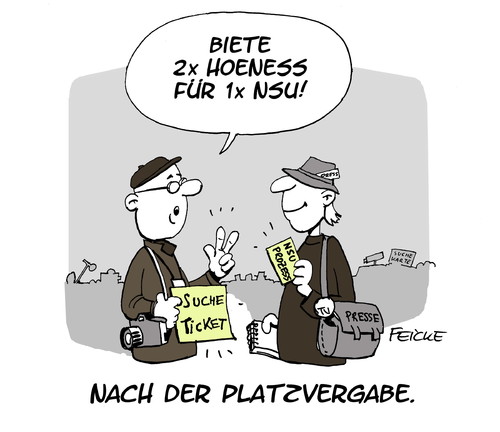 Cartoon: Gerichtsort München (medium) by FEICKE tagged nsu,prozess,hoeneß,verfahren,gericht,landgericht,oberlandesgericht,münchen,bayern,justiz,tschäpe,presse,plätze,verlosung,auswahl,bundesverfassungsgericht,türkei,medien,interesse,nsu,prozess,hoeneß,verfahren,gericht,landgericht,oberlandesgericht,münchen,bayern,justiz,tschäpe,presse,plätze,verlosung,auswahl,bundesverfassungsgericht,türkei,medien,interesse