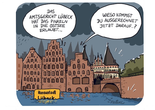 Cartoon: Hochwasser in lübeck (medium) by FEICKE tagged lübeck,wetter,regen,orkan,lübeck,wetter,regen,orkan