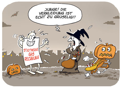 Cartoon: Horrorkostüm (medium) by FEICKE tagged halloween,gaspreis,gas,inflation,rechnung,krieg,mangel,putin,krise,kinder,halloween,gaspreis,gas,inflation,rechnung,krieg,mangel,putin,krise,kinder