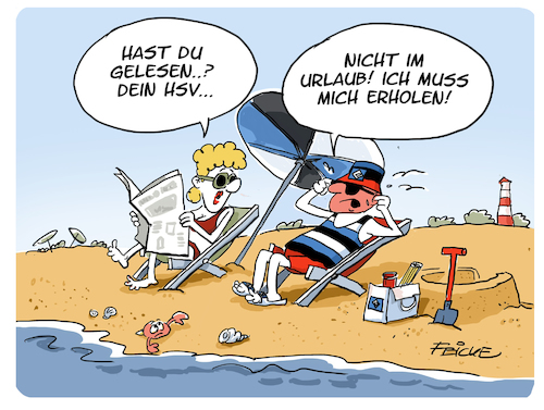 Cartoon: HSV im Urlaub (medium) by FEICKE tagged hsv,hamburg,sportverein,fussball,fußball,bundesliga,2019,hsv,hamburg,sportverein,fussball,fußball,bundesliga,2019