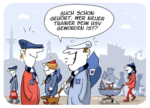 Cartoon: HSV Neuer Trainer (medium) by FEICKE tagged hamburg,bundesliga,zwei,verein,hsv,sportverein,fussball,fußball,hamburg,bundesliga,zwei,verein,hsv,sportverein,fussball,fußball