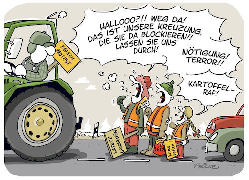 Cartoon: Kartoffel RAF (medium) by FEICKE tagged bauern,landwirte,bauer,landwirt,protest,demokratie,rechtsstaat,demonstartion,blockade,nötigung,letzte,generation,umwelt,klima,protes,greta,thunberg,habeck,bauern,landwirte,bauer,landwirt,protest,demokratie,rechtsstaat,demonstartion,blockade,nötigung,letzte,generation,umwelt,klima,protes,greta,thunberg,habeck