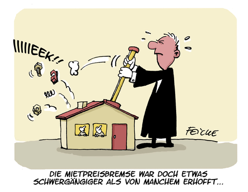 Cartoon: Mietpreisbremse (medium) by FEICKE tagged miete,bundesregierung,mietpreis,bremse,neubau,sanierung,kosten,energie,vermieter,wohnung,not,miete,bundesregierung,mietpreis,bremse,neubau,sanierung,kosten,energie,vermieter,wohnung,not