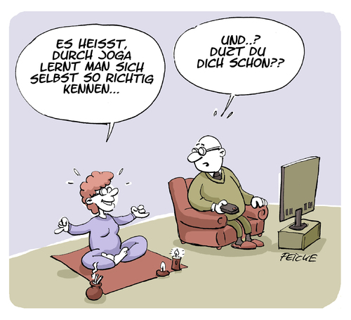 Cartoon: Mit Joga zur Selbstfindung (medium) by FEICKE tagged joga,selbstfindung,erfahrung,kennen,lernen,meditation,joga,selbstfindung,erfahrung,kennen,lernen,meditation