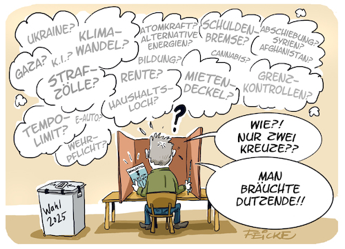 Cartoon: Nur zwei Kreuze (medium) by FEICKE tagged bundestag,parlament,wahl,politik,parteien,demokratie,bundestag,parlament,wahl,politik,parteien,demokratie