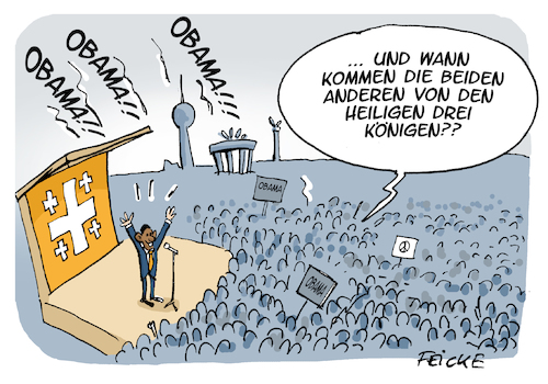 Cartoon: Obama auf Kirchentag (medium) by FEICKE tagged obama,kirche,kirchentag,berlin,könig,religion,christentum,obama,kirche,kirchentag,berlin,könig,religion,christentum