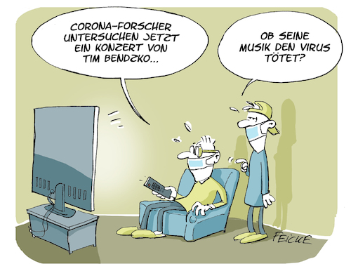 Cartoon: Tim Bendzko Konzetr (medium) by FEICKE tagged tim,bendzko,musik,konzert,corona,test,forscher,universität,tim,bendzko,musik,konzert,corona,test,forscher,universität