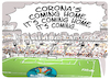 Cartoon: Corona is coming home (small) by FEICKE tagged uefa,2020,2021,ball,fussball,football,soccer,corona,covid,fans,wembley,pandemie,boris,johnson,schutz,hygiene,abstand,maske