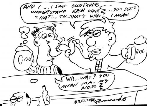 Cartoon: understanding (medium) by Fernando tagged communication,freinds,beer,alcohol,