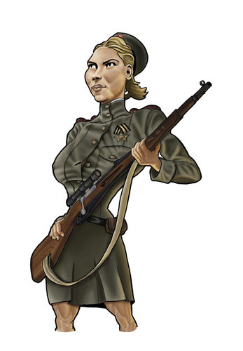 Cartoon: Roza Shanina (medium) by jonmoss tagged roza,shanina,sniper,worldwarii