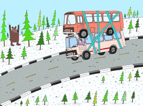 Cartoon: doppelstockbus (medium) by Sergei Belozerov tagged doppelstockbus