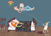 Cartoon: Fakir (small) by Sergei Belozerov tagged kater,fakir,katze,hypnotiseur,hypnose,fokus,hokuspokus,wurst,sandwich,katzenfutter,hunger