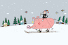 Cartoon: Guten Rutsch ins neue Jahr! (small) by Sergei Belozerov tagged neujahr,winter,schwein,pig,ferkel,weihnacht,christmas,ski,schi,kater,katze,ferien,urlaub