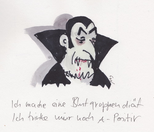 Cartoon: Blutgruppendiät (medium) by monika boos tagged vampier,blutgruppe,diät