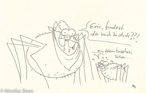 Cartoon: findest du mich zu dick? (medium) by monika boos tagged spinnen,dick,frau