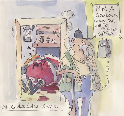 Cartoon: St. Claus last Xmas (medium) by monika boos tagged weihnachten,waffen,selbstverteidigung,nra,gun