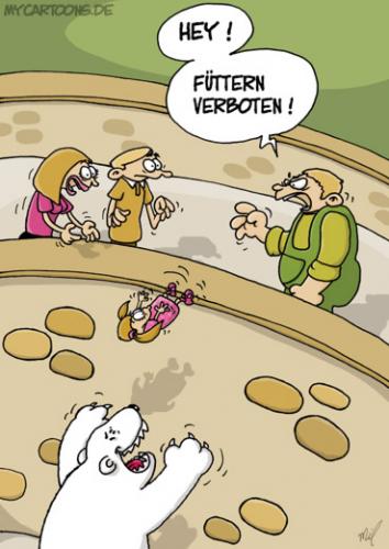 Cartoon: Eisbärfütterung (medium) by mil tagged eisbär,zoo,kind,füttern,verbot,mil,