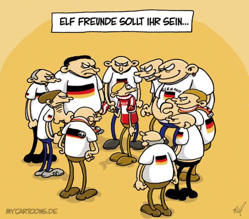Cartoon: EM Freunde (medium) by mil tagged fußball,football,em,deutschland,österreich,fans,freunde,mil