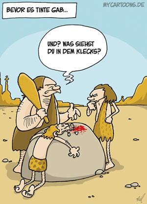 Cartoon: Ur-Therapie (medium) by mil tagged steinzeit,therapie,neanderthaler,rorschach,test,tintenklecks,bluttest,blut,psychologie