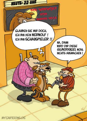 Cartoon: Werwolf-Test (medium) by mil tagged werwolf,schauspieler,kugel,film,mil,